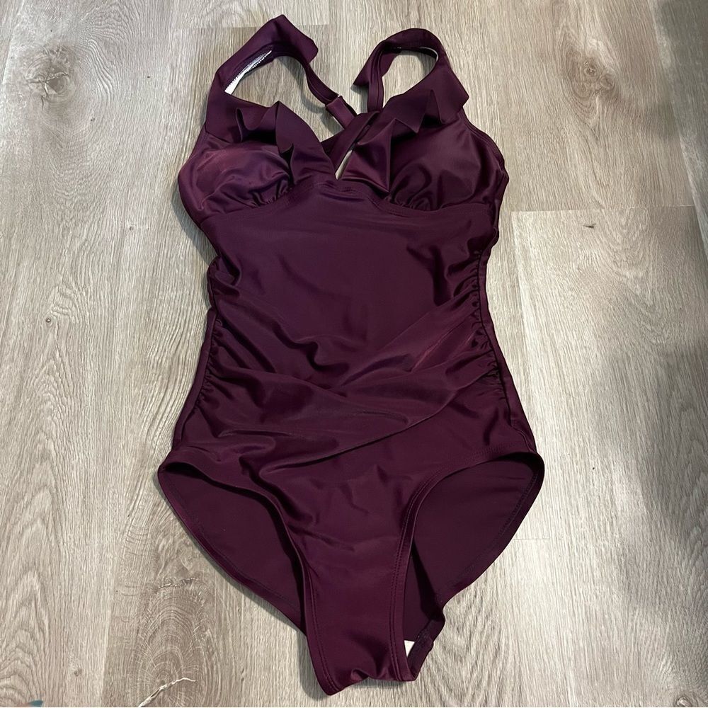 Kona Sol Dark Purple One Piece Swimsuit - Picture 3 of 6